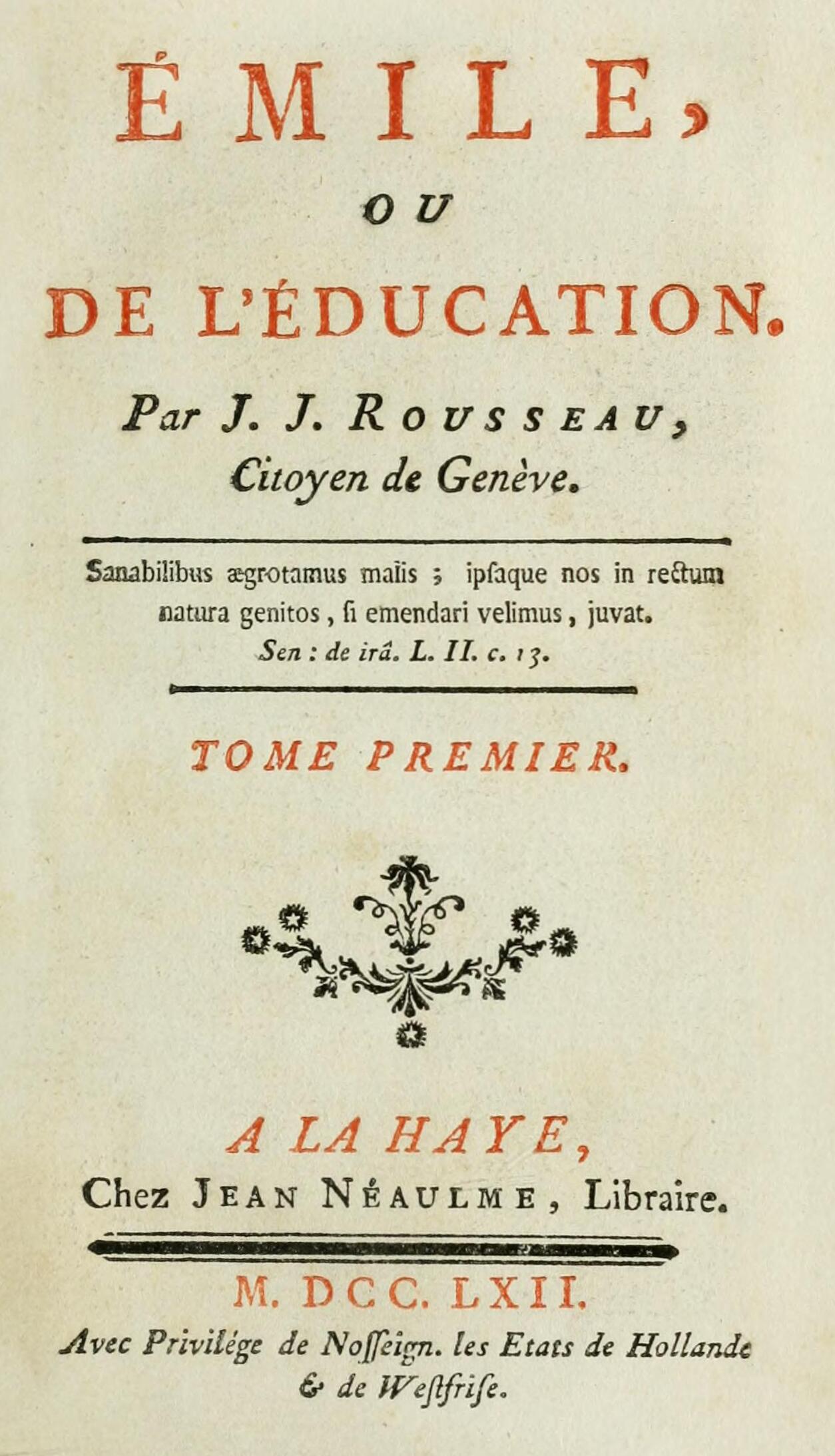 Publicación del <i>Emilio</i> de Rousseau
